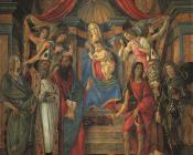 桑德罗 波提切利 : 圣母子与四天使及六圣徒(圣座上的圣母与圣徒)
